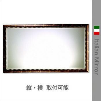 イタリア製 八角ミラー 壁掛け 鏡 ブラウン＆ゴールド 八角鏡 | 輸入
