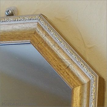 ヴィンテージ 八角ミラー ゴールド Mサイズ Mirror ・運気アップの
