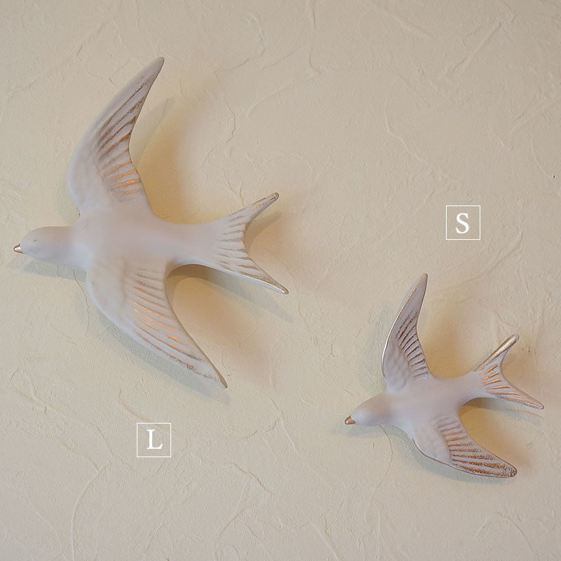 ウォールデコ ホワイト バードS&L 2点セット 壁掛け おしゃれ 雑貨 輸入雑貨 白色