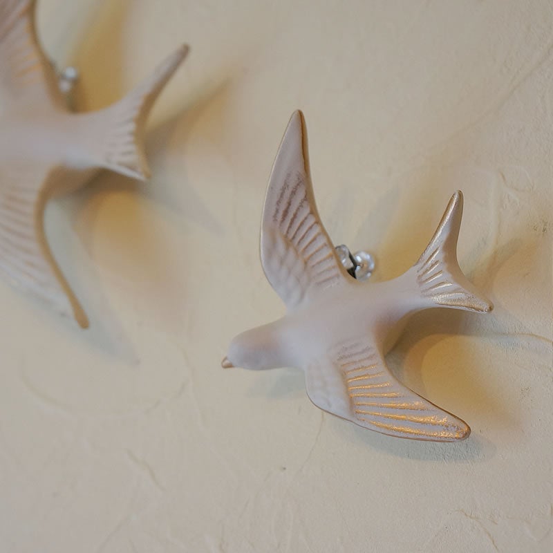 ウォールデコ ホワイト バードS&L 2点セット 壁掛け おしゃれ 雑貨 輸入雑貨 白色