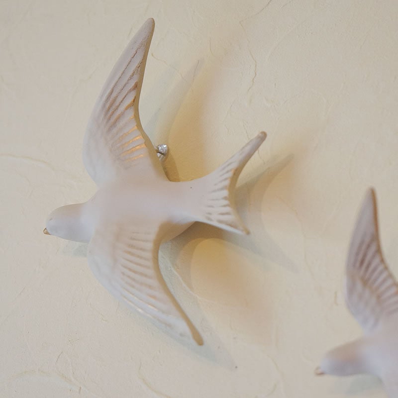 ウォールデコ ホワイト バードS&L 2点セット 壁掛け おしゃれ 雑貨 輸入雑貨 白色