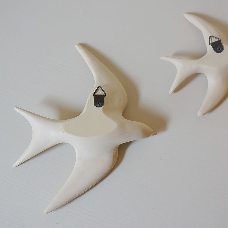 ウォールデコ ホワイト バードS&L 2点セット 壁掛け おしゃれ 雑貨 輸入雑貨 白色