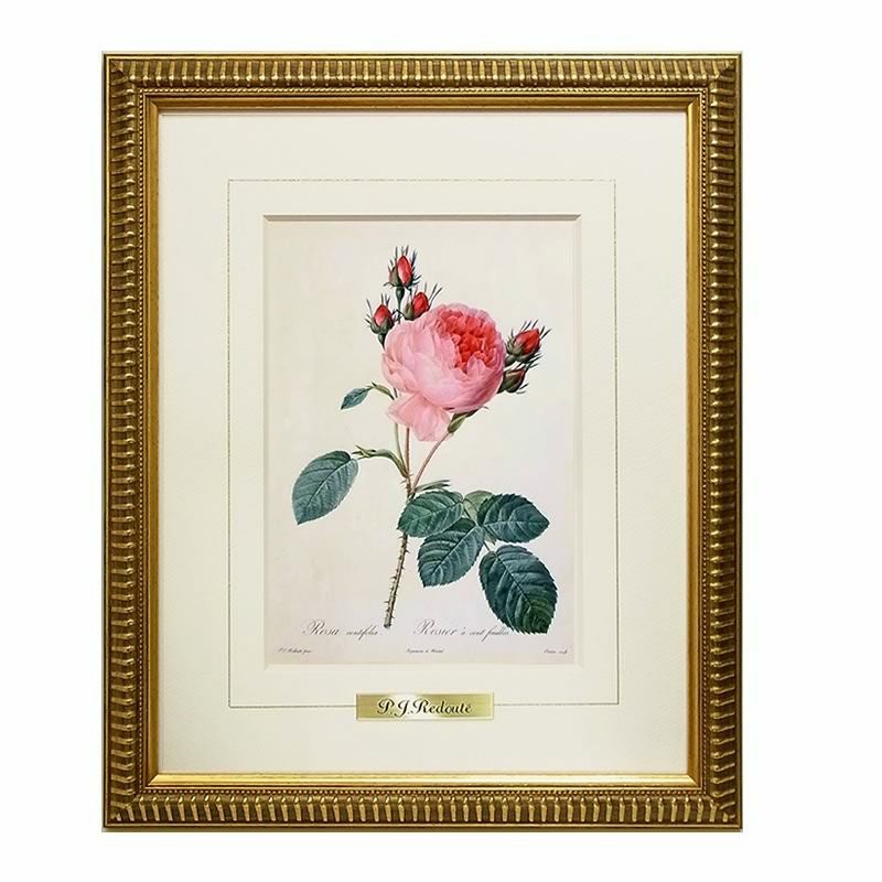 【2枚組】イタリア製 ルドゥーテ 薔薇 花 額絵 スクエア 絵画 ルドゥーテ ローズ 絵額 複製画 『 美花選 バラ・アネモネ・テッセン