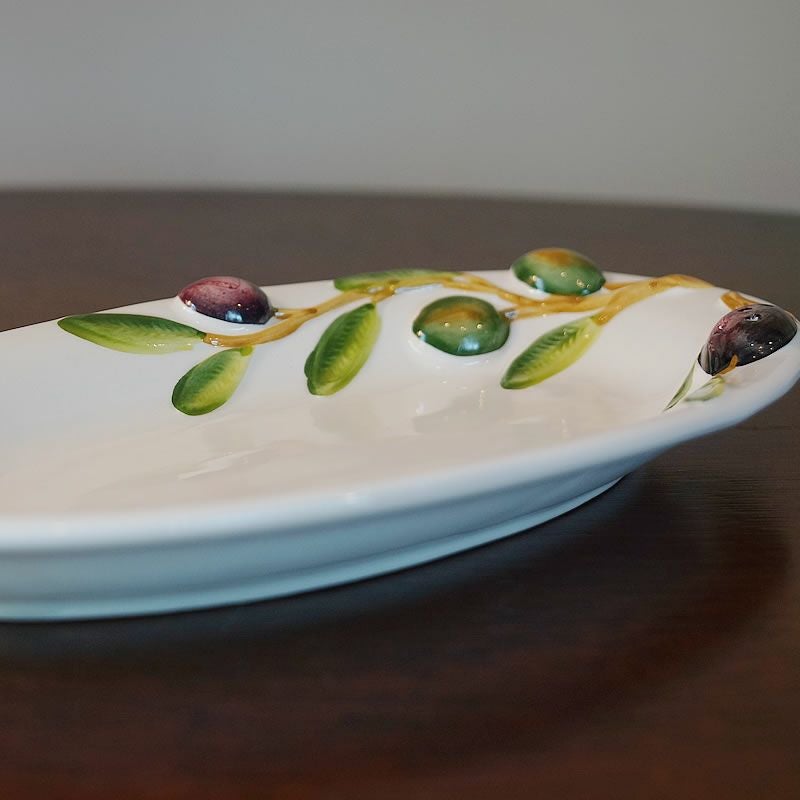 オリーブ柄 パスタプレート 皿 オーバル皿 イタリア製 陶器製 皿