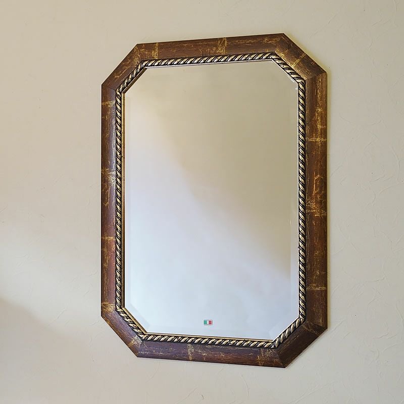 ヴィンテージ 八角ミラー グリーン Mサイズ Mirror（壁掛け＆卓上鏡