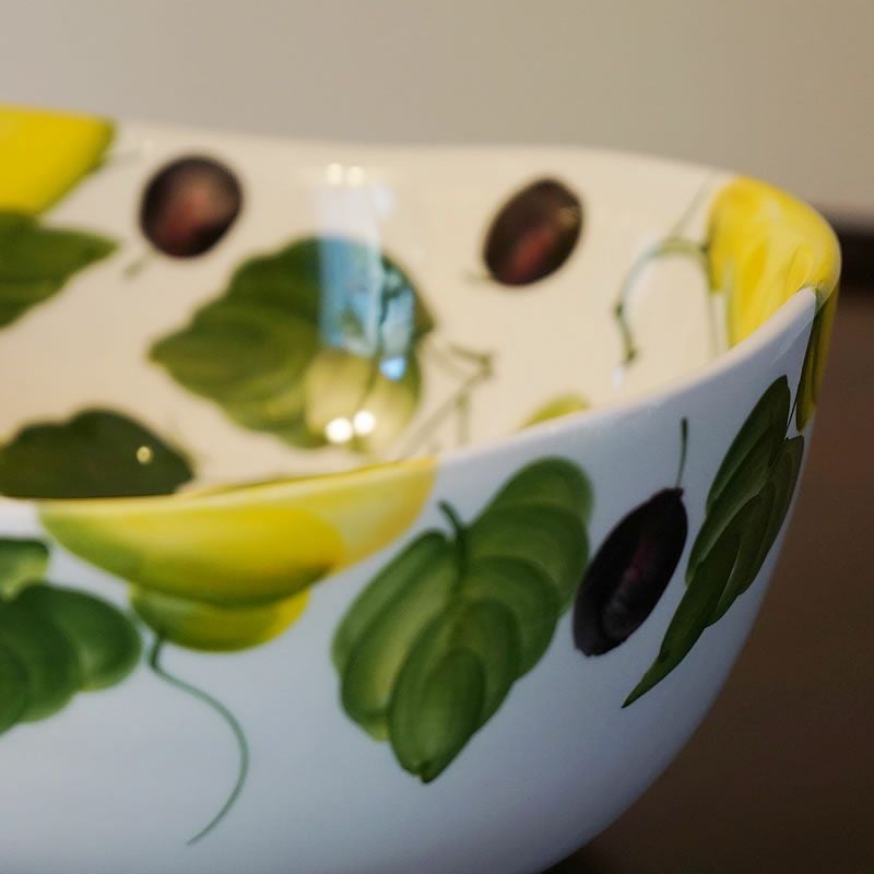 SOLD 　☘新品・未使用　イタリア製レモン柄　サラダボウル２枚セット☘ レモン柄 深めのボウル サラダボウル 食器 イタリア製 陶器製 | 輸入