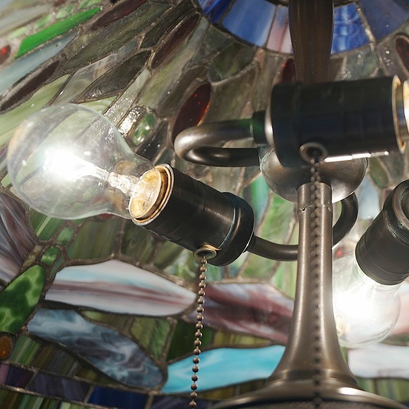 ヴィンテージ ステンドグラスランプ ティファニースタイル トンボ 3灯