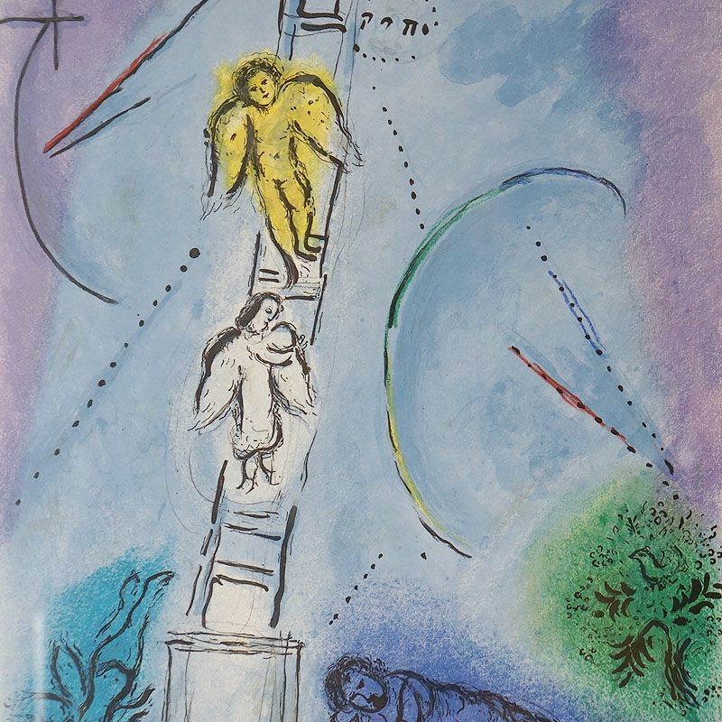ヴィンテージ マルク・シャガール画「ヤコブのハシゴ」梯子 1977年