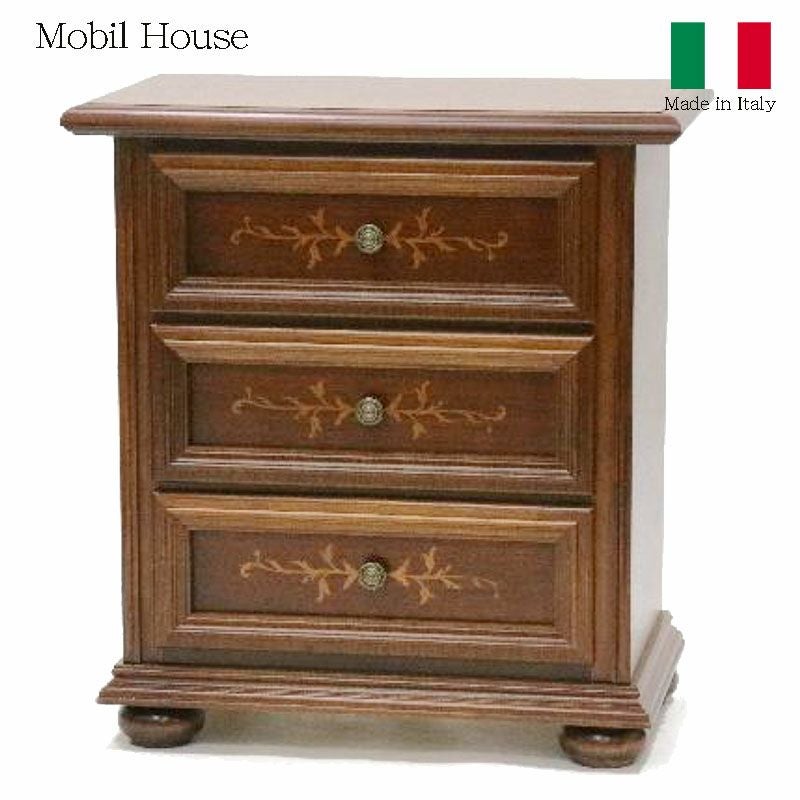 Mobil House イタリア　　電話台　3段チェスト　象嵌　　b057 Mobilhouse モービルハウス イタリア家具 電話台 3段チェスト 象嵌