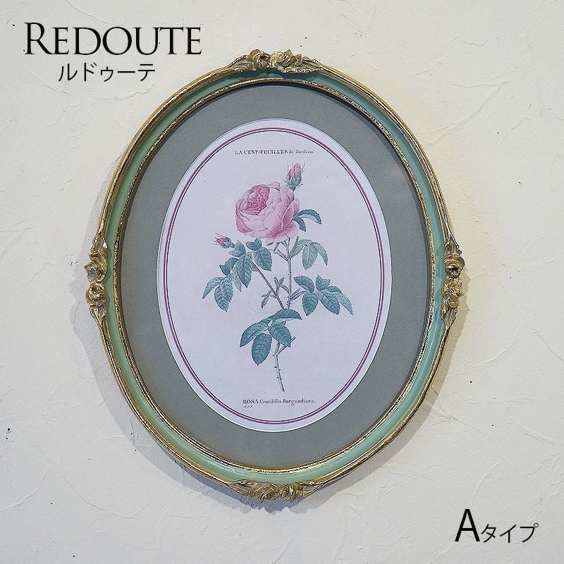ルドゥーテ 薔薇 花 額絵 楕円 オーバル Aタイプ 左向き | 輸入家具
