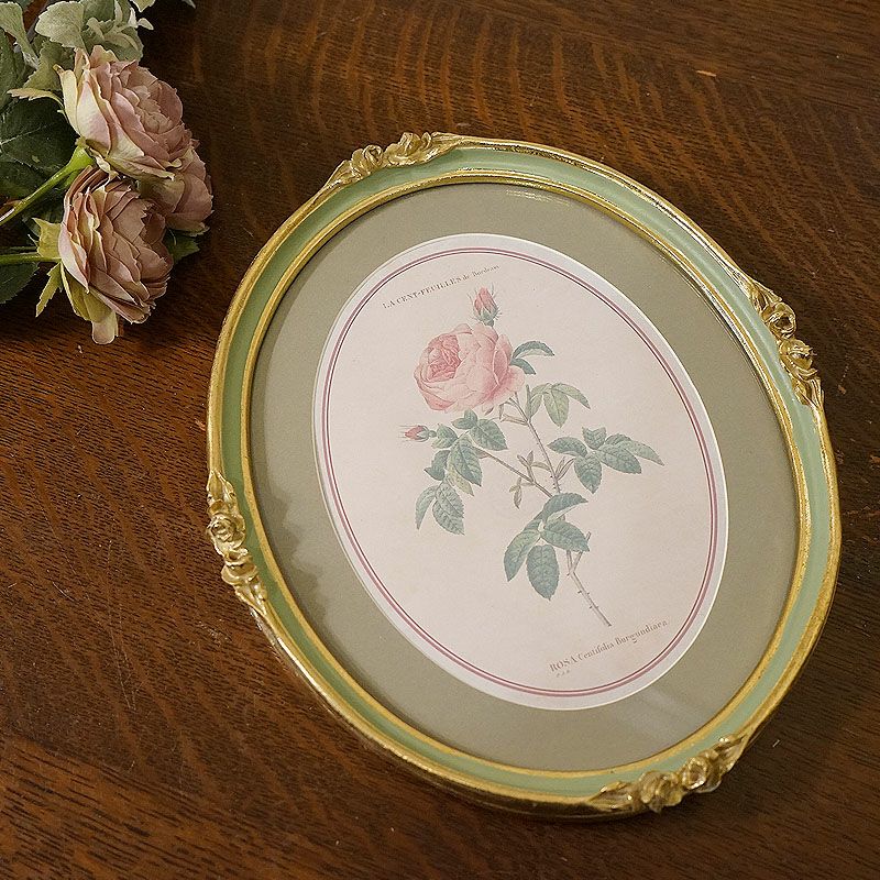 ルドゥーテ 薔薇 花 額絵 楕円 オーバル Aタイプ 左向き | 輸入家具