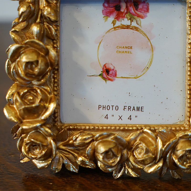 薔薇のフォトフレーム ローズ ゴールド 写真立て スクエア おしゃれ
