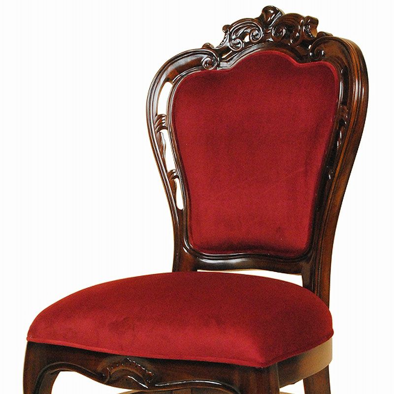 ダイニングチェア モケット 布 レッド色張り Malina Cassili マリナカッシーリ マホガニー家具 アンティーク調家具