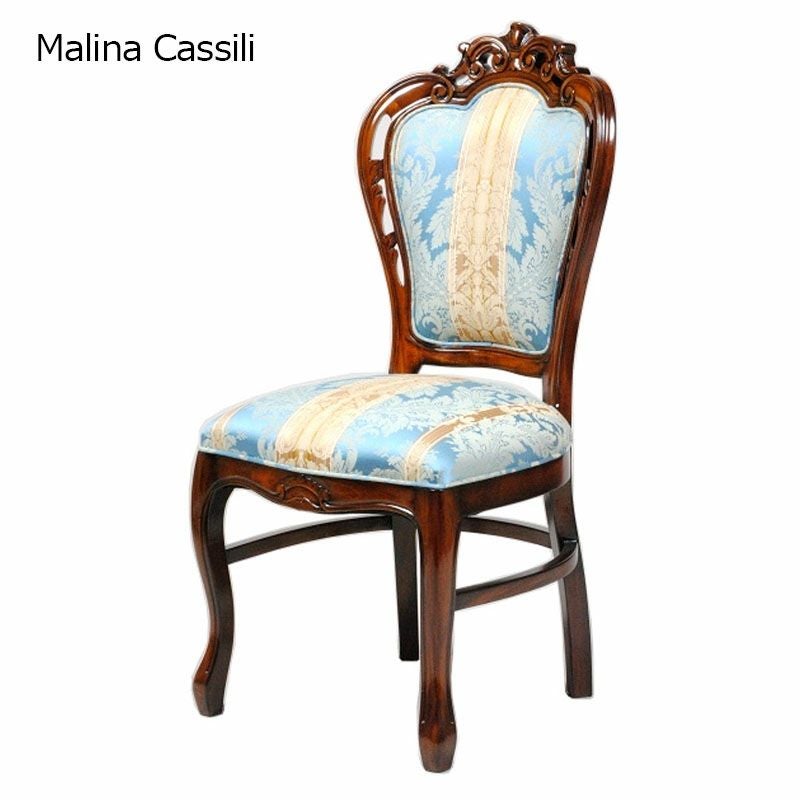 ダイニングチェア 布 ストライプ柄張り Malina Cassili マリナカッシーリ マホガニー家具 アンティーク調家具