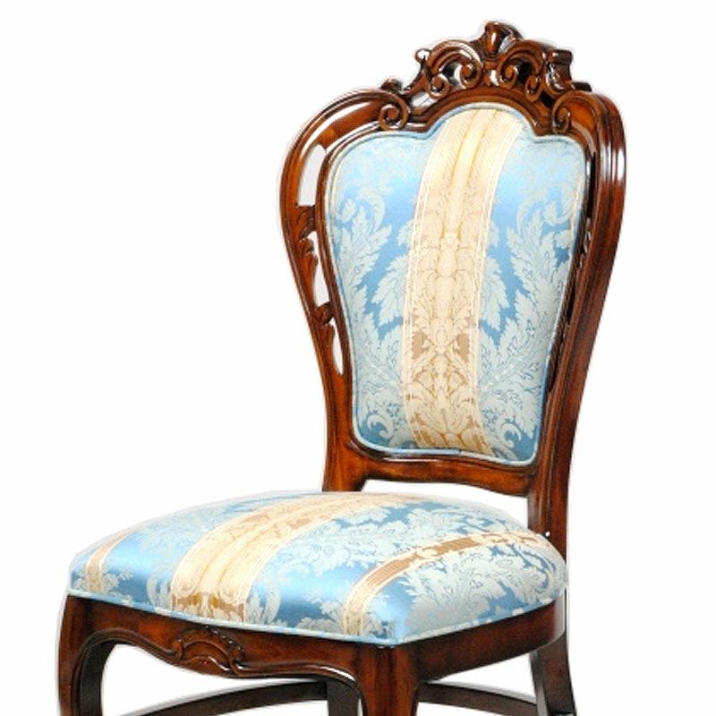 ダイニングチェア 布 ストライプ柄張り Malina Cassili マリナカッシーリ マホガニー家具 アンティーク調家具