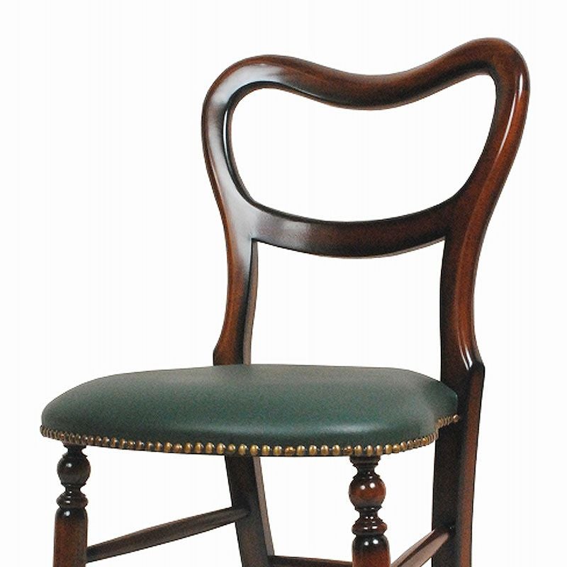ダイニングチェア 合皮 グリーン色張り Malina Cassili マリナカッシーリ マホガニー家具 アンティーク調家具