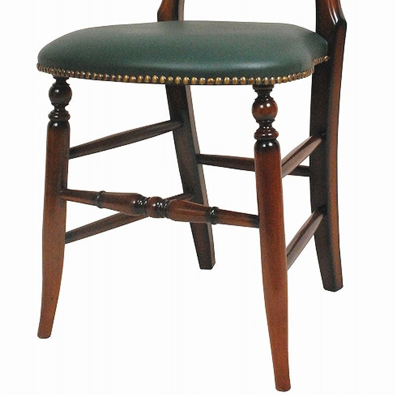 ダイニングチェア 合皮 グリーン色張り Malina Cassili マリナカッシーリ マホガニー家具 アンティーク調家具