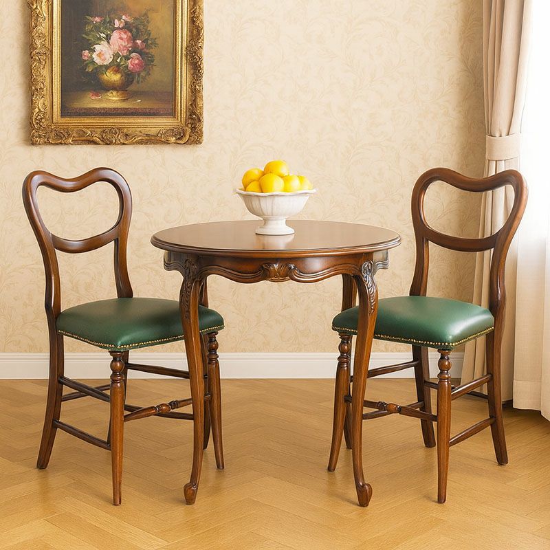 ダイニングチェア 合皮 グリーン色張り Malina Cassili マリナカッシーリ マホガニー家具 アンティーク調家具