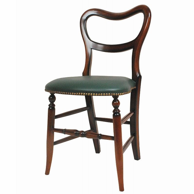 ダイニングチェア 合皮 グリーン色張り Malina Cassili マリナカッシーリ マホガニー家具 アンティーク調家具