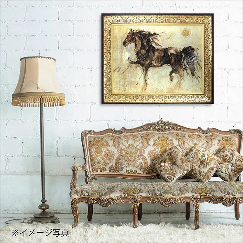 絵画 インテリア ゴットフライドマルタ作「 ウィング ラン 」 100cm角 勝馬 絵画 インテリア 壁掛け 絵画 額入り