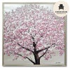 絵画 インテリア オイルペイントアート「 シルバー サクラ 」 83cm角 銀桜 絵画 インテリア 壁掛け 絵画 額入り