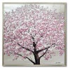 絵画 インテリア オイルペイントアート「 シルバー サクラ 」 83cm角 銀桜 絵画 インテリア 壁掛け 絵画 額入り