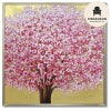 絵画 インテリア オイルペイントアート「 ゴールデン サクラ 」 83cm角 銀桜 絵画 インテリア 壁掛け 絵画 額入り