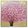絵画 インテリア オイルペイントアート「 ゴールデン サクラ 」 83cm角 銀桜 絵画 インテリア 壁掛け 絵画 額入り