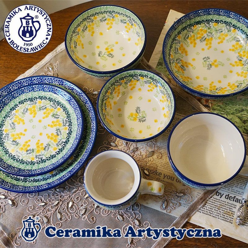 ツェラミカ アルティスティチナ 20cmプレート No.3265X ミモザ柄 ポーランド食器