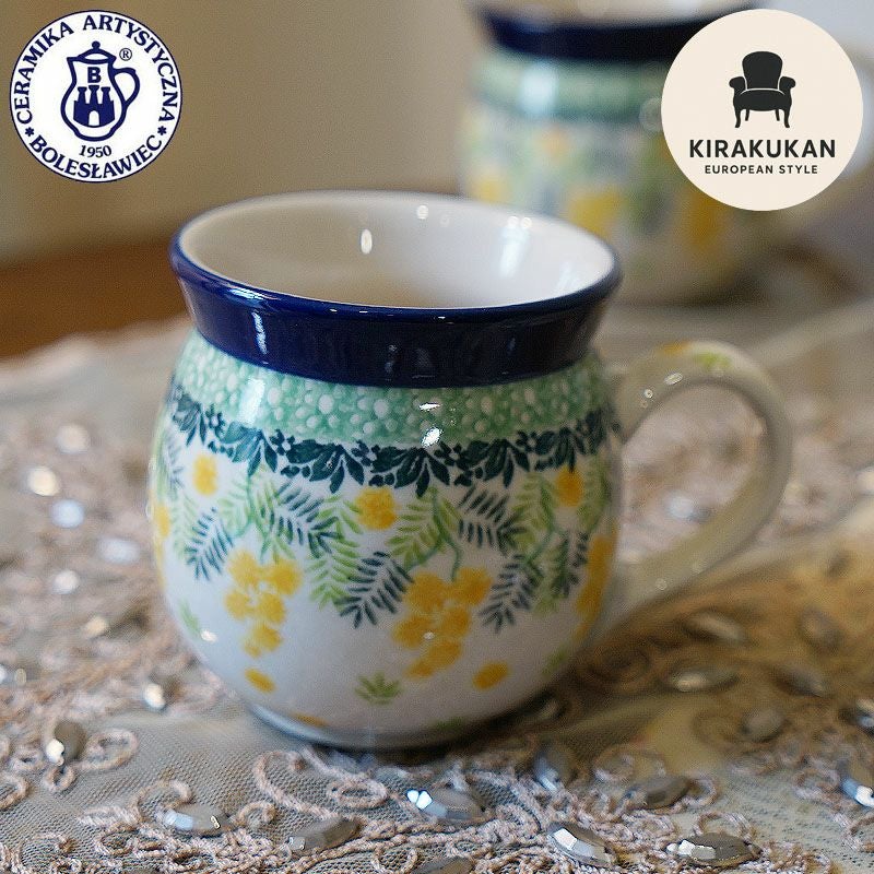 ツェラミカ アルティスティチナ No.3265X マグカップ 0.25L ミモザ柄 ポーランド食器