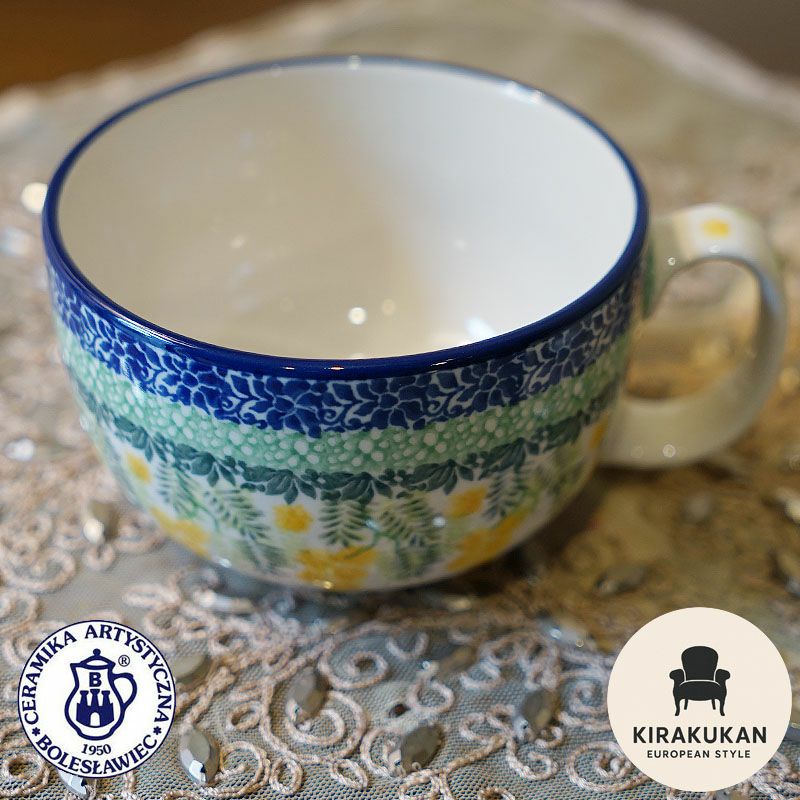 ツェラミカ アルティスティチナ スープカップ No.3265X ミモザ柄 ポーランド食器