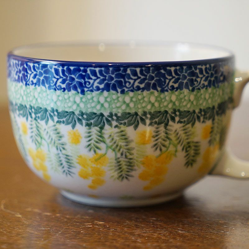 ツェラミカ アルティスティチナ スープカップ No.3265X ミモザ柄 ポーランド食器