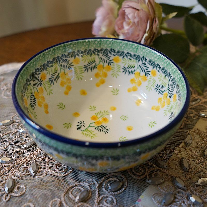 ツェラミカ アルティスティチナ フリーボウル 14cm No.3265X ミモザ柄 ポーランド食器