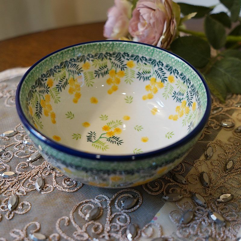 ツェラミカ アルティスティチナ サラダボウルミニ 12cm No.3265X ミモザ柄 ポーランド食器