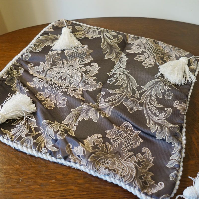 アクアフラワー Aqua flower クラシックグレー クッションカバー パンヤ別 タッセル付 メール便使用