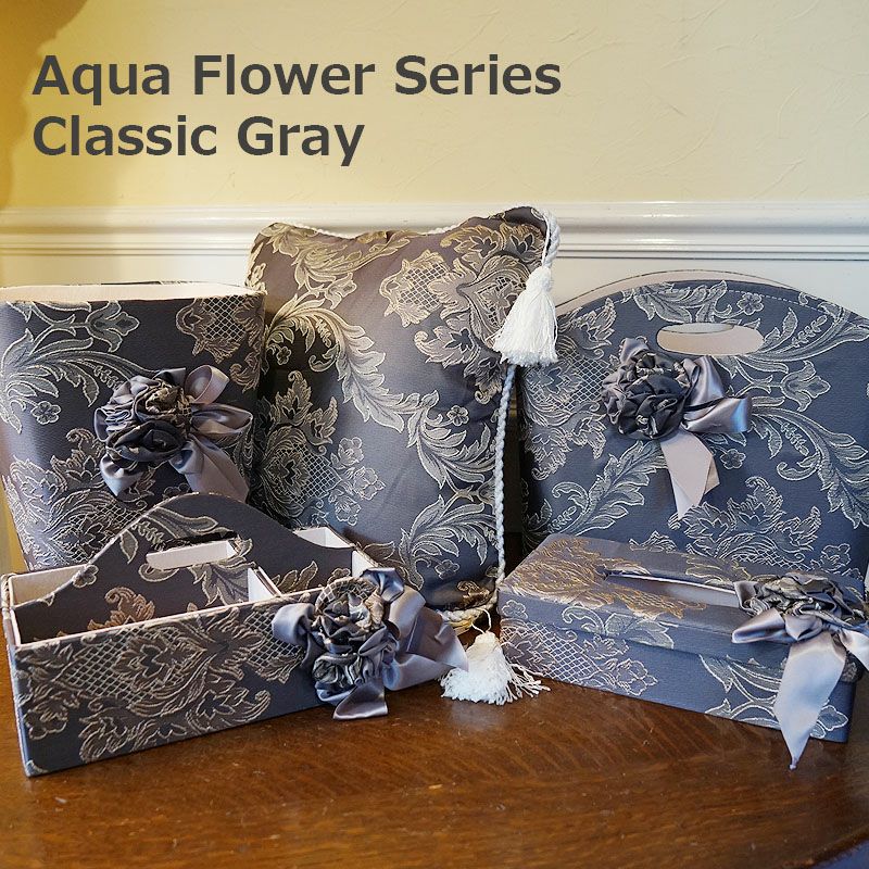 アクアフラワー Aqua flower クラシックグレー ティッシュボックス ティッシュケース リボンティッシュケース おしゃれ