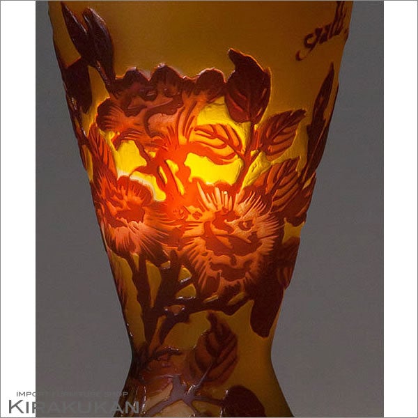 輸入照明 ガレコレクション 2灯テーブルスタンド レッドローズ 薔薇 バラ柄 中間スイッチ LED使用可 人気