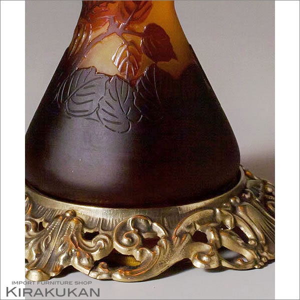 輸入照明 ガレコレクション 2灯テーブルスタンド レッドローズ 薔薇 バラ柄 中間スイッチ LED使用可 人気