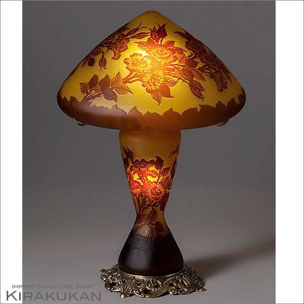 輸入照明 ガレコレクション 2灯テーブルスタンド レッドローズ 薔薇 バラ柄 中間スイッチ LED使用可 人気