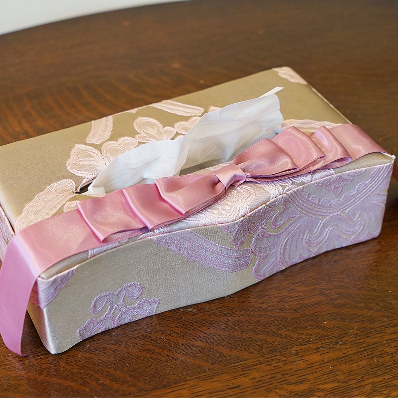 アクアフラワー オペラピンク ティッシュボックス ティッシュケース リボン ジェニファーテイラー調