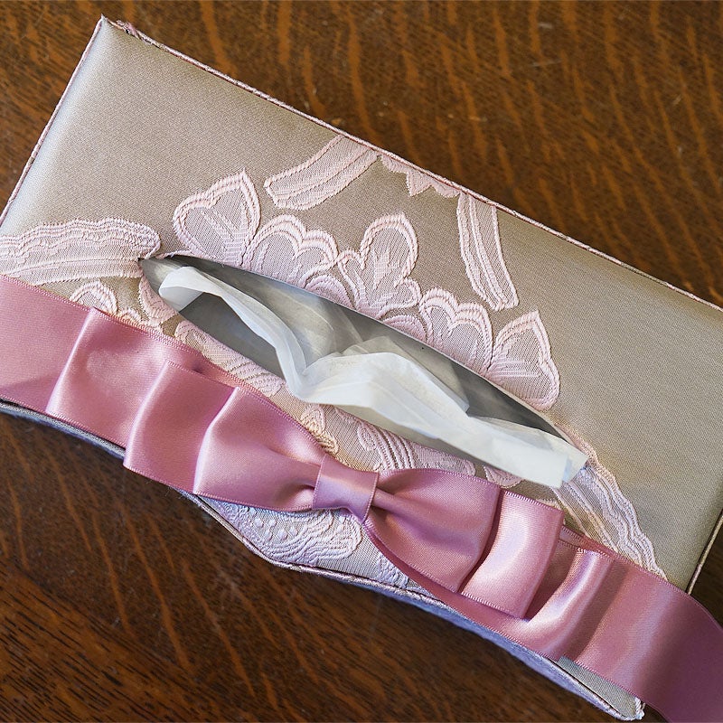 アクアフラワー オペラピンク ティッシュボックス ティッシュケース リボン ジェニファーテイラー調