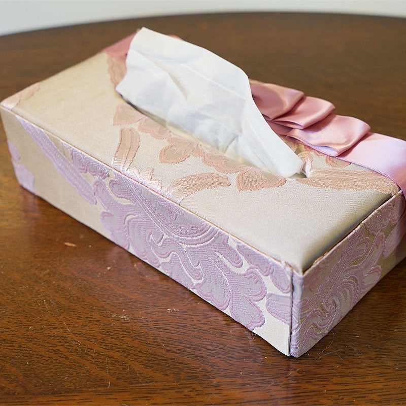 アクアフラワー オペラピンク ティッシュボックス ティッシュケース リボン ジェニファーテイラー調