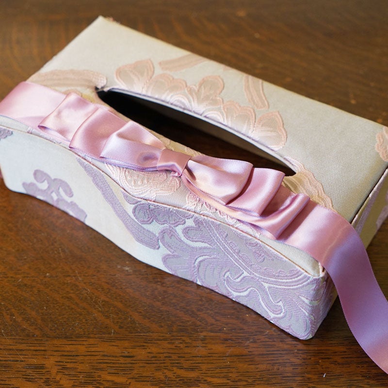 アクアフラワー オペラピンク ティッシュボックス ティッシュケース リボン ジェニファーテイラー調