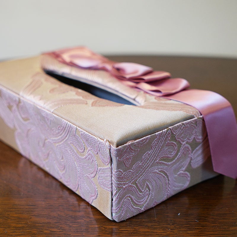 アクアフラワー オペラピンク ティッシュボックス ティッシュケース リボン ジェニファーテイラー調