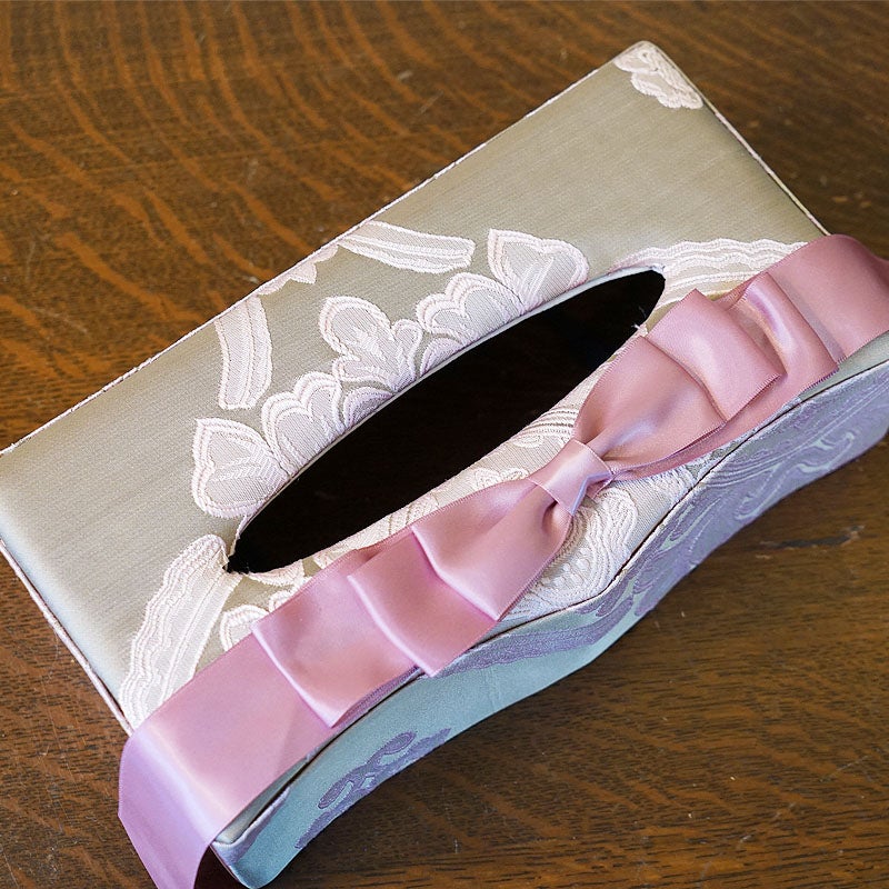 アクアフラワー オペラピンク ティッシュボックス ティッシュケース リボン ジェニファーテイラー調