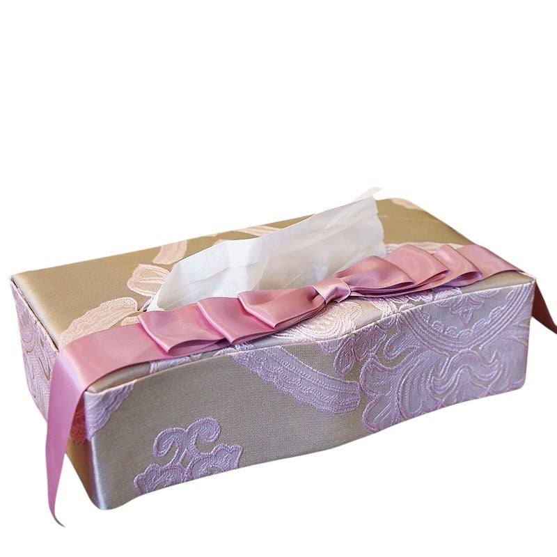 アクアフラワー オペラピンク ティッシュボックス ティッシュケース リボン ジェニファーテイラー調