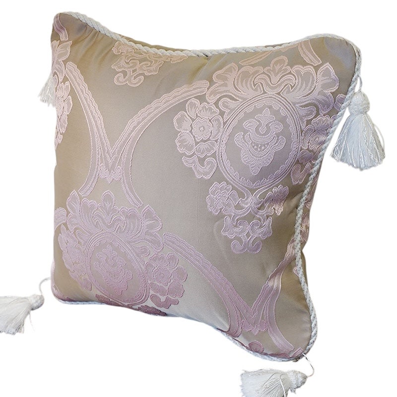 アクアフラワー Aqua flower オペラピンク クッションカバー 45×45cm おしゃれ タッセル付 ジェニファーテイラー調