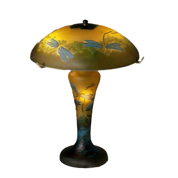 輸入照明 ガレコレクション 4灯テーブルスタンド トンボ柄 蜻蛉 中間スイッチ LED使用可 人気