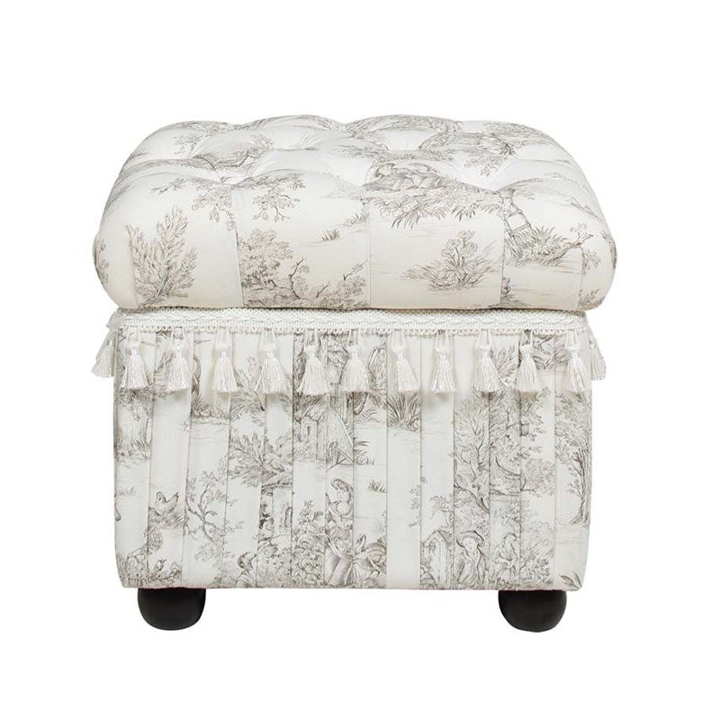 ジェニファーテイラー スツール 収納付き 四角 トワルドジュイ柄 Toile de Jouy スツール おしゃれ スツール フランス雑貨