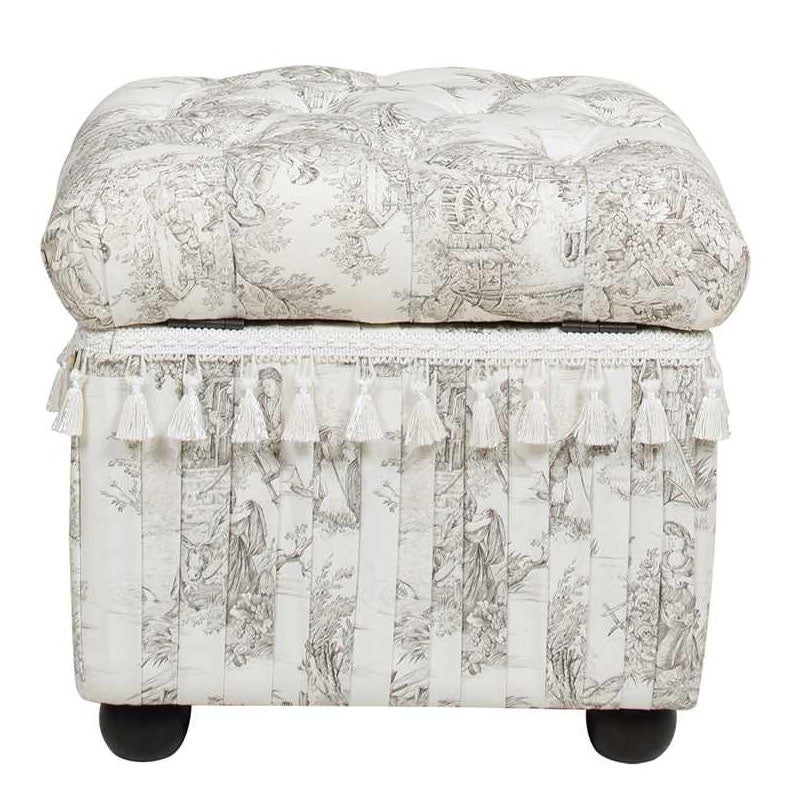 ジェニファーテイラー スツール 収納付き 四角 トワルドジュイ柄 Toile de Jouy スツール おしゃれ スツール フランス雑貨